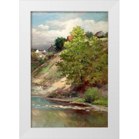 Riverbank White Modern Wood Framed Art Print by Alpenglow Workshop