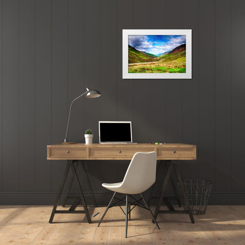 Scottish Highlands White Modern Wood Framed Art Print by Alpenglow Workshop