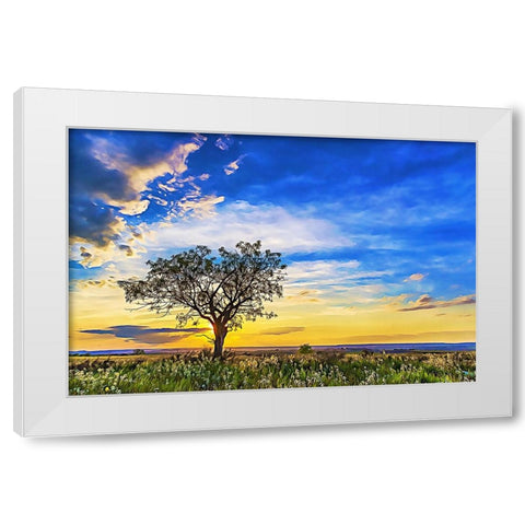Solitary Tree at Sundown White Modern Wood Framed Art Print by Alpenglow Workshop