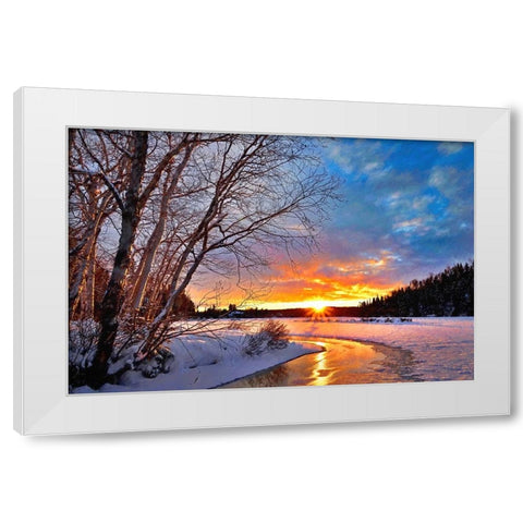 Winter Twilight White Modern Wood Framed Art Print by Alpenglow Workshop