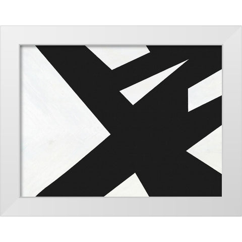 Black White Slash White Modern Wood Framed Art Print by Alpenglow Workshop