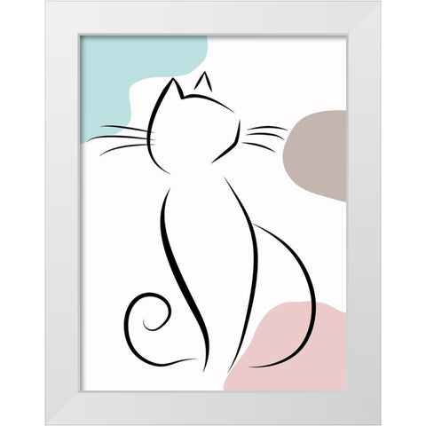 Elegant Cat II White Modern Wood Framed Art Print by Alpenglow Workshop