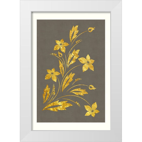 Golden Flowers White Modern Wood Framed Art Print by Alpenglow Workshop