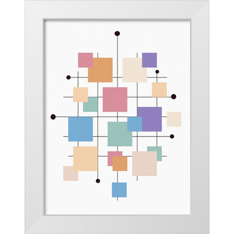 Off the Grid Squares White Modern Wood Framed Art Print by Alpenglow Workshop