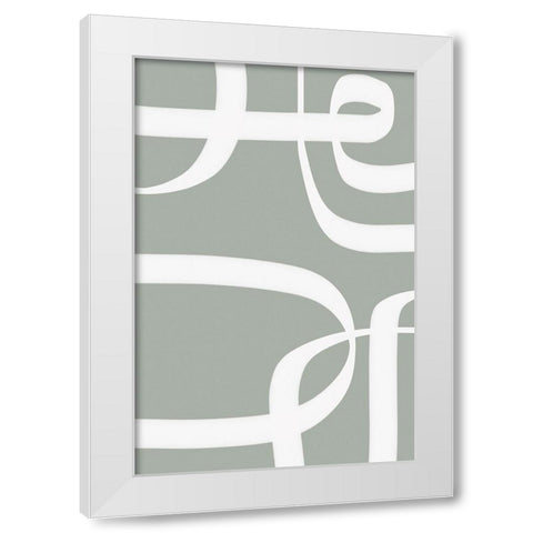 Winding Path Gray White Modern Wood Framed Art Print by Alpenglow Workshop