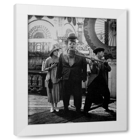 Alice Mann, Roscoe Arbuckle, Buster Keaton, Coney Island White Modern Wood Framed Art Print by Vintage Hollywood Archive