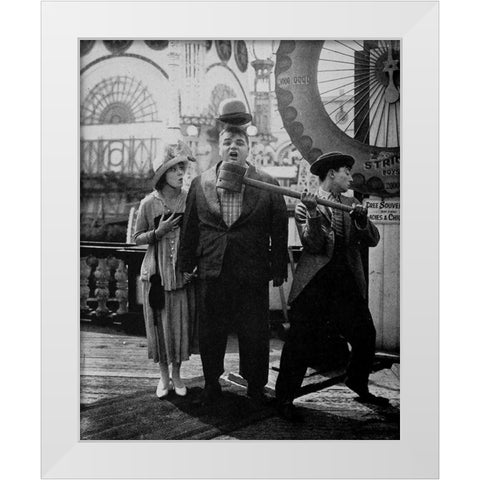 Alice Mann, Roscoe Arbuckle, Buster Keaton, Coney Island White Modern Wood Framed Art Print by Vintage Hollywood Archive