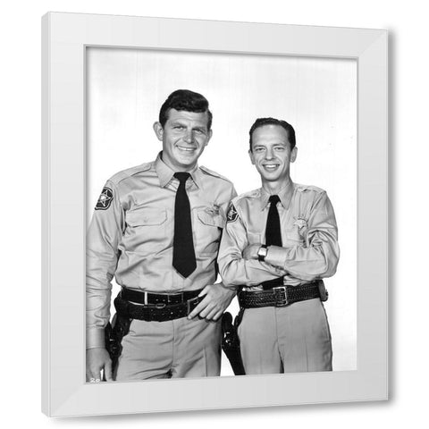 Andy Griffith, Don Knotts, Andy Griffith Show White Modern Wood Framed Art Print by Vintage Hollywood Archive