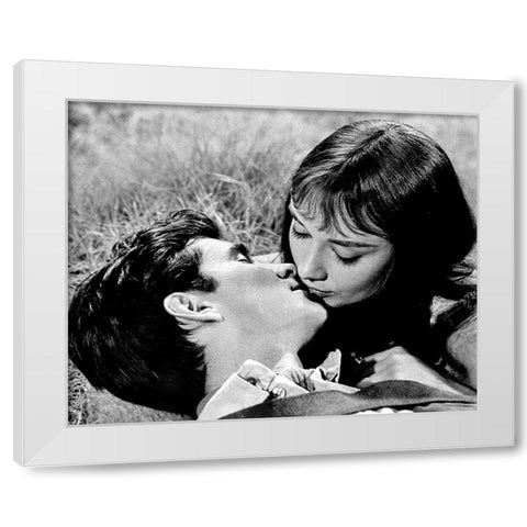 Anthony Perkins and Audrey Hepburn, Green Mansions, 1959 White Modern Wood Framed Art Print by Vintage Hollywood Archive