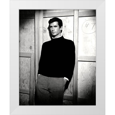 Anthony Perkins, Psycho White Modern Wood Framed Art Print by Vintage Hollywood Archive