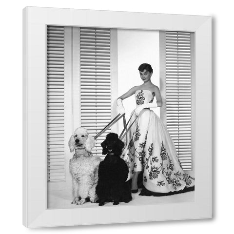 Audrey Hepburn, Sabrina, 1954 White Modern Wood Framed Art Print by Vintage Hollywood Archive