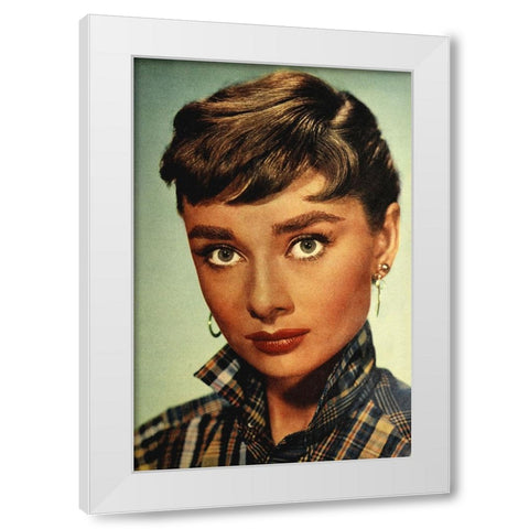 Audrey Hepburn, 1954 White Modern Wood Framed Art Print by Vintage Hollywood Archive