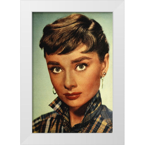 Audrey Hepburn, 1954 White Modern Wood Framed Art Print by Vintage Hollywood Archive