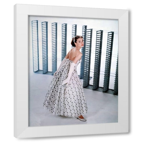 Audrey Hepburn, Funny Face White Modern Wood Framed Art Print by Vintage Hollywood Archive