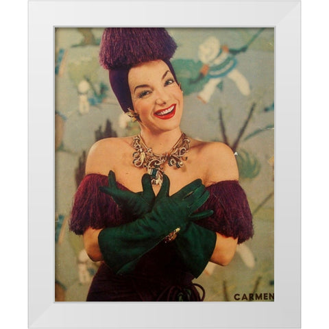 Carmen Miranda, 1943 White Modern Wood Framed Art Print by Vintage Hollywood Archive