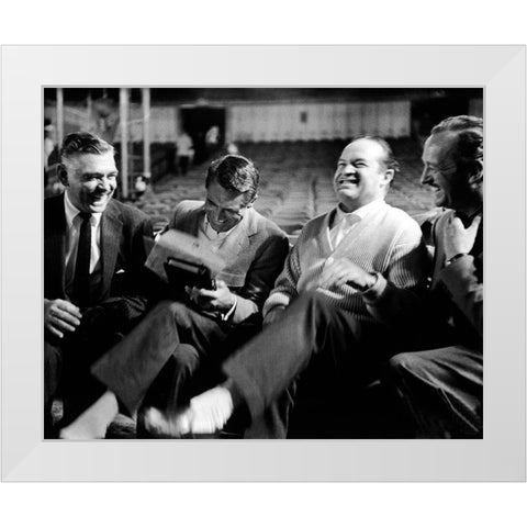 Clark Gable, Cary Grant, Bob Hope, David Niven, 1950 White Modern Wood Framed Art Print by Vintage Hollywood Archive