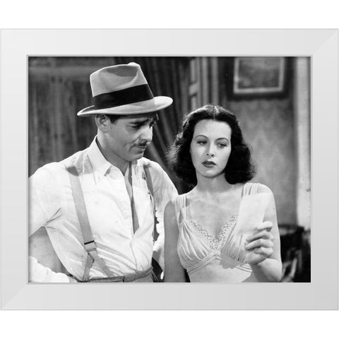 Clark Gable, Hedy Lamarr, Comrade X, 1940 White Modern Wood Framed Art Print by Vintage Hollywood Archive
