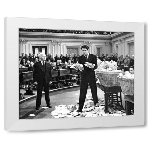 Claude Rains, James Stewart, Mr Smith Goes to Washingon, 1939 White Modern Wood Framed Art Print by Vintage Hollywood Archive