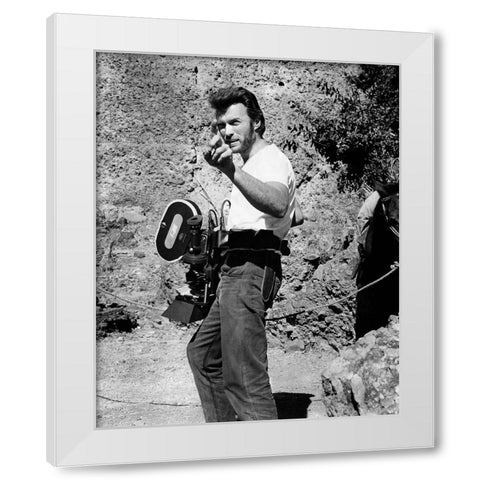 Clint Eastwood, in Mexico, 1969 White Modern Wood Framed Art Print by Vintage Hollywood Archive