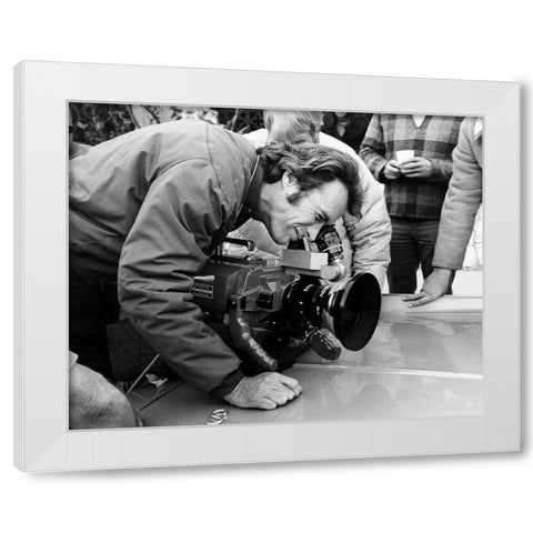 Clint Eastwood, Breezy White Modern Wood Framed Art Print by Vintage Hollywood Archive