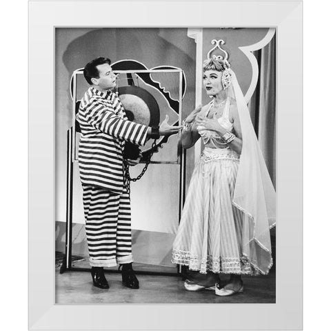 Desi Arnaz, Eve Arden, Our Miss Brooks, 1955 White Modern Wood Framed Art Print by Vintage Hollywood Archive