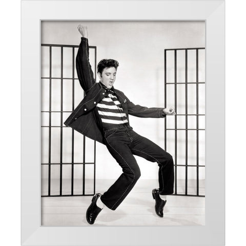 Elvis Presley, Jailhouse Rock I White Modern Wood Framed Art Print by Vintage Hollywood Archive