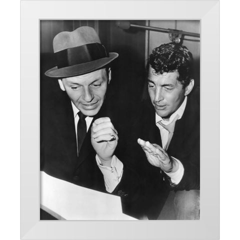 Frank Sinatra, Dean Martin, 1963 White Modern Wood Framed Art Print by Vintage Hollywood Archive