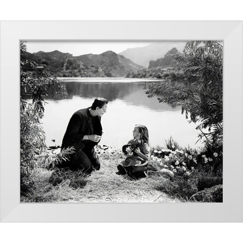 Frankenstein and Maria, 1931 White Modern Wood Framed Art Print by Vintage Hollywood Archive