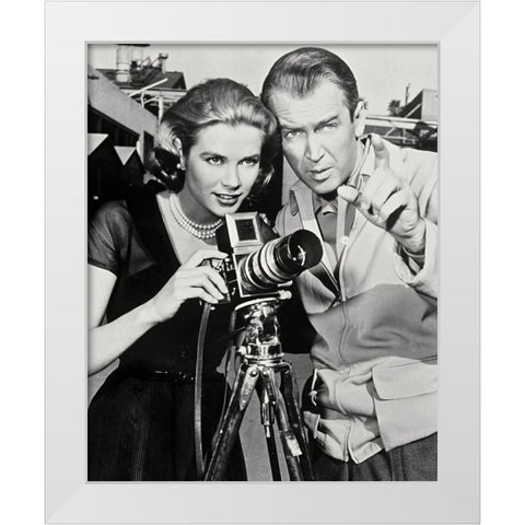 Grace Kelly, James Stewart, 1954 White Modern Wood Framed Art Print by Vintage Hollywood Archive