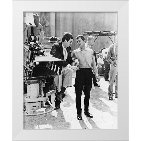 Stanley Kubrick, Tony Curtis, Spartacus, 1960 White Modern Wood Framed Art Print by Vintage Hollywood Archive