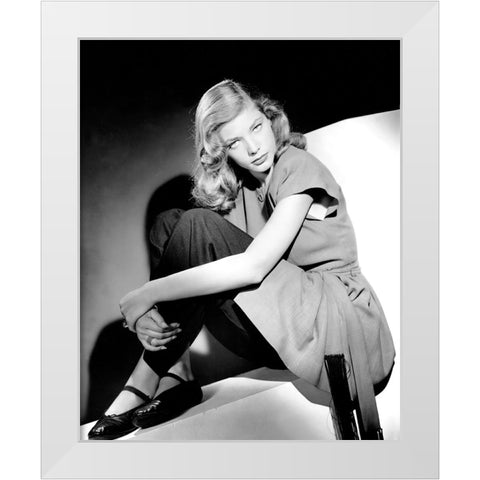 Lauren Bacall White Modern Wood Framed Art Print by Vintage Hollywood Archive