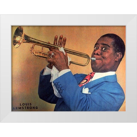 Louis Armstrong White Modern Wood Framed Art Print by Vintage Hollywood Archive