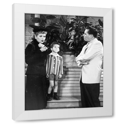 Lucille Ball, Richard Keith, Desi Arnaz, I Love Lucy, 1956 White Modern Wood Framed Art Print by Vintage Hollywood Archive