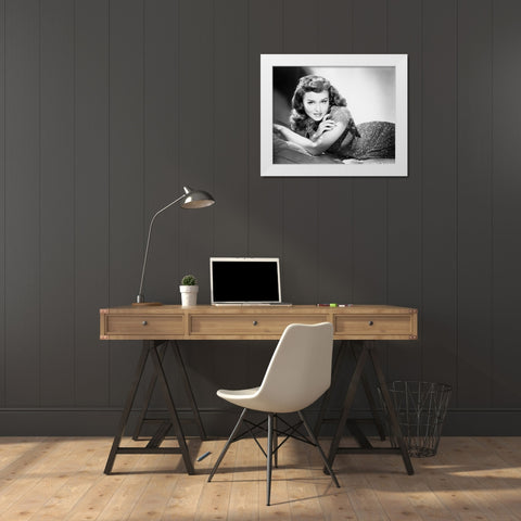 Paulette Goddard White Modern Wood Framed Art Print by Vintage Hollywood Archive