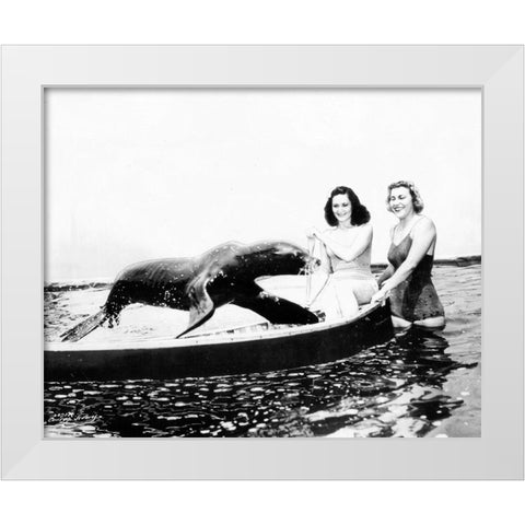 Sharkey the Seal, 1941 White Modern Wood Framed Art Print by Vintage Hollywood Archive