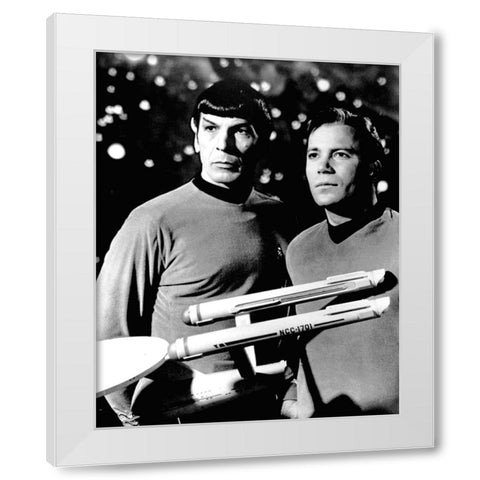 Leonard Nimoy, William Shatner, Star Trek, 1968 White Modern Wood Framed Art Print by Vintage Hollywood Archive