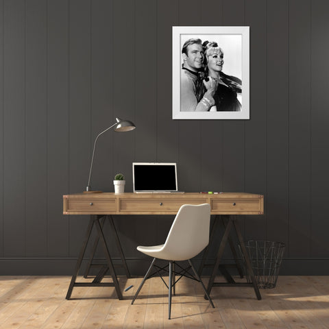 William Shatner, Julie Newmar, Star Trek White Modern Wood Framed Art Print by Vintage Hollywood Archive
