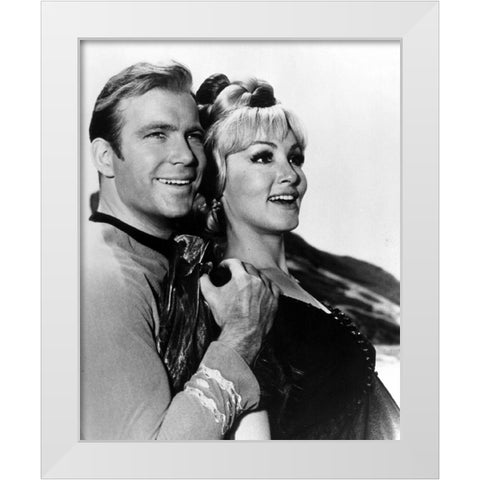 William Shatner, Julie Newmar, Star Trek White Modern Wood Framed Art Print by Vintage Hollywood Archive