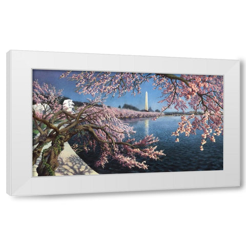 Washington Chronicle Tidal Basin White Modern Wood Framed Art Print by Wang, John Z.