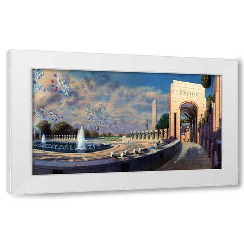Washington Chronicle WWII Memorial White Modern Wood Framed Art Print by Wang, John Z.