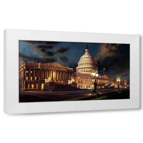 Washington Chronicle Capitol  White Modern Wood Framed Art Print by Wang, John Z.