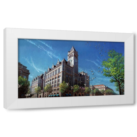 Washington Chronicle Old Post Office White Modern Wood Framed Art Print by Wang, John Z.