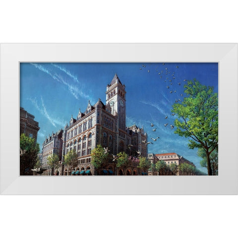 Washington Chronicle Old Post Office White Modern Wood Framed Art Print by Wang, John Z.