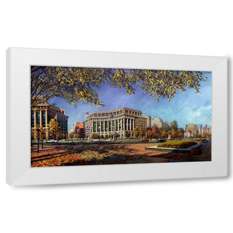 Washington Chronicle Pennsylvania Avenue White Modern Wood Framed Art Print by Wang, John Z.