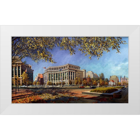 Washington Chronicle Pennsylvania Avenue White Modern Wood Framed Art Print by Wang, John Z.