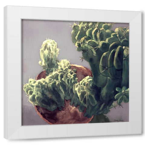 Cactus White Modern Wood Framed Art Print by Wang, John Z.