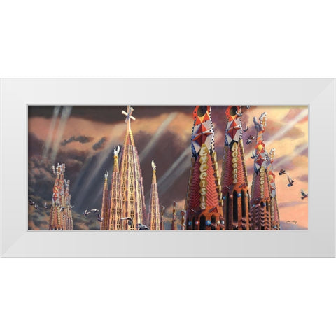 Towers of La Sagrada Familia White Modern Wood Framed Art Print by Wang, John Z.
