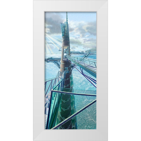 Cosmolink Tower White Modern Wood Framed Art Print by Wang, John Z.