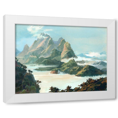 Crest of the Wudang Mountain White Modern Wood Framed Art Print by Wang, John Z.