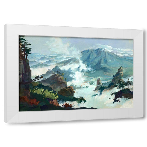Peaks White Modern Wood Framed Art Print by Wang, John Z.
